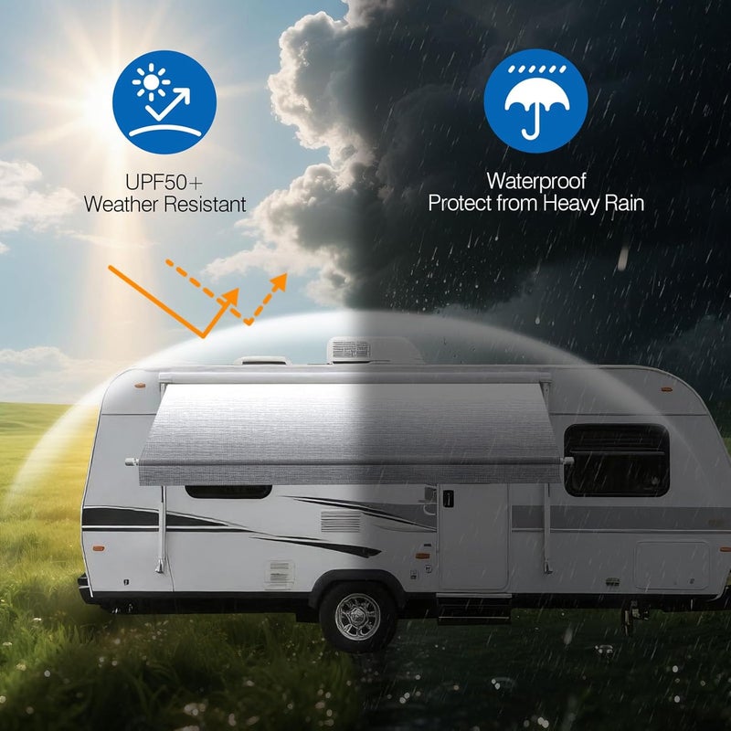 Dulepax استبدال قماش مظلة RV (قماش 9'2") قماش فينيل ثقيل الوزن 18.5 أونصة - استبدال مظلة الكامبر استبدال عالمي لمظلات RV لجميع علامات المظلات - رمادي باهت - Image 5